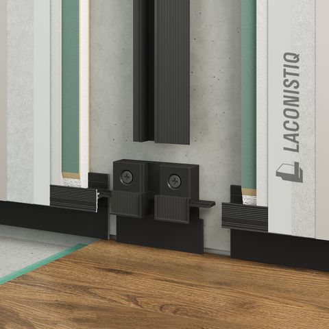 Соединитель Fixat-T Laconistiq для теневого плинтуса Light41 и теневой рейки Classic FRP пластик Черный муар (16х75х75мм) 