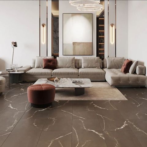 Плитка ПВХ клеевая LVT (кварц-виниловая) VINILAM Allure Stone Glue Эбонитовый Мрамор 88911 43кл (2.5х457,2х914,4мм) 3,34м² 1/8