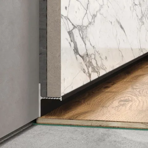 Теневой плинтус Laconistiq Reverse 2.0 для панелей и керамогранита Черный муар (39,3х16х3000мм) зазор 15/20мм 