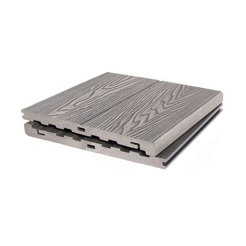 Ступень массив POLIVAN Denpasar 3D Wood Mix из ДПК Светло-серый (20х320х2900мм)