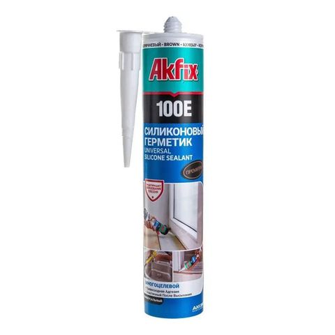 Герметик AKFIX 100E силиконовый универсальный Коричневый 280мл 1/24