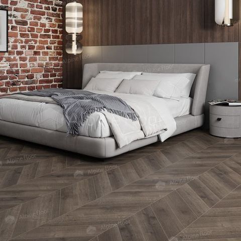 Плитка ПВХ клеевая LVT (кварц-виниловая) ALPINE FLOOR Chevron Дуб Антарес ECO 20-9 43кл (2.5х127х555мм) 1,97м² 1/28