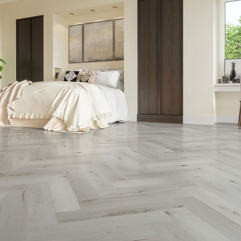 Плитка ПВХ замковая SPC (каменно-полимерная) FARGO Parquet Дуб Снежный 33-DL 1601 43кл (4х123х615мм) 1,513м² 1/20